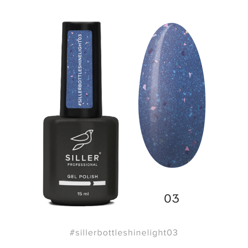 Siller Bottle Shine Light Gel #03 (15 ml) - Blue with Potal Shimmer Professional UV/LED Builder Gel