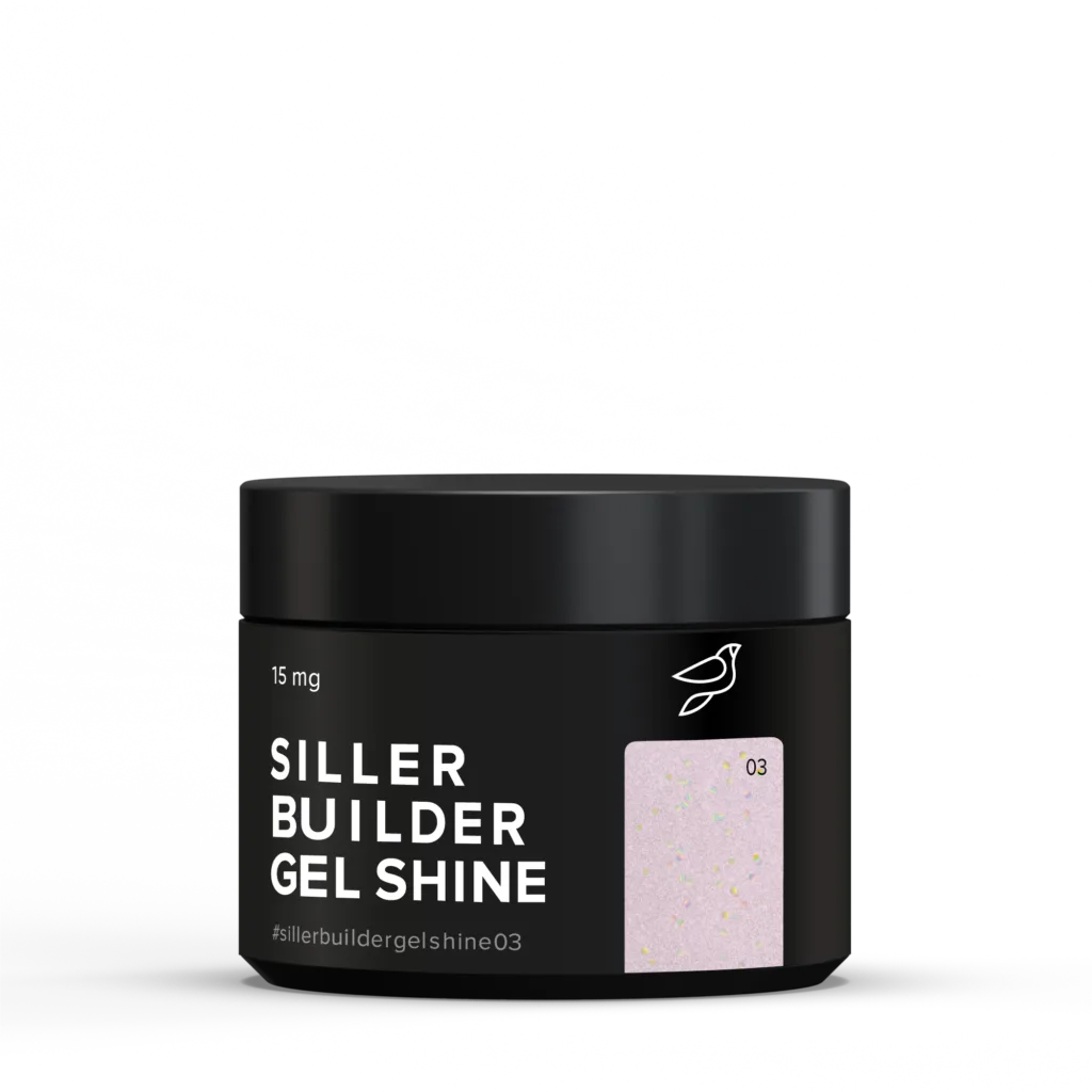 Siller Builder Gel Shine #03 (15 mg) - Shimmering Pink Professional UV/LED Builder Gel for Extensions & Decorative Strengthening