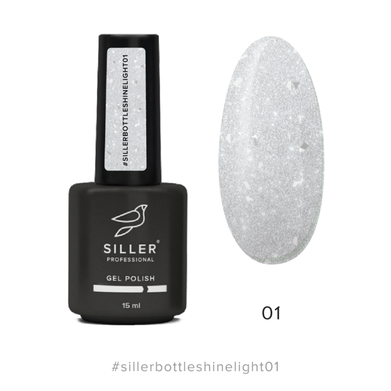 Siller Bottle Shine Light Gel #01 (15 ml) - White with Potal Shimmer Professional UV/LED Builder Gel