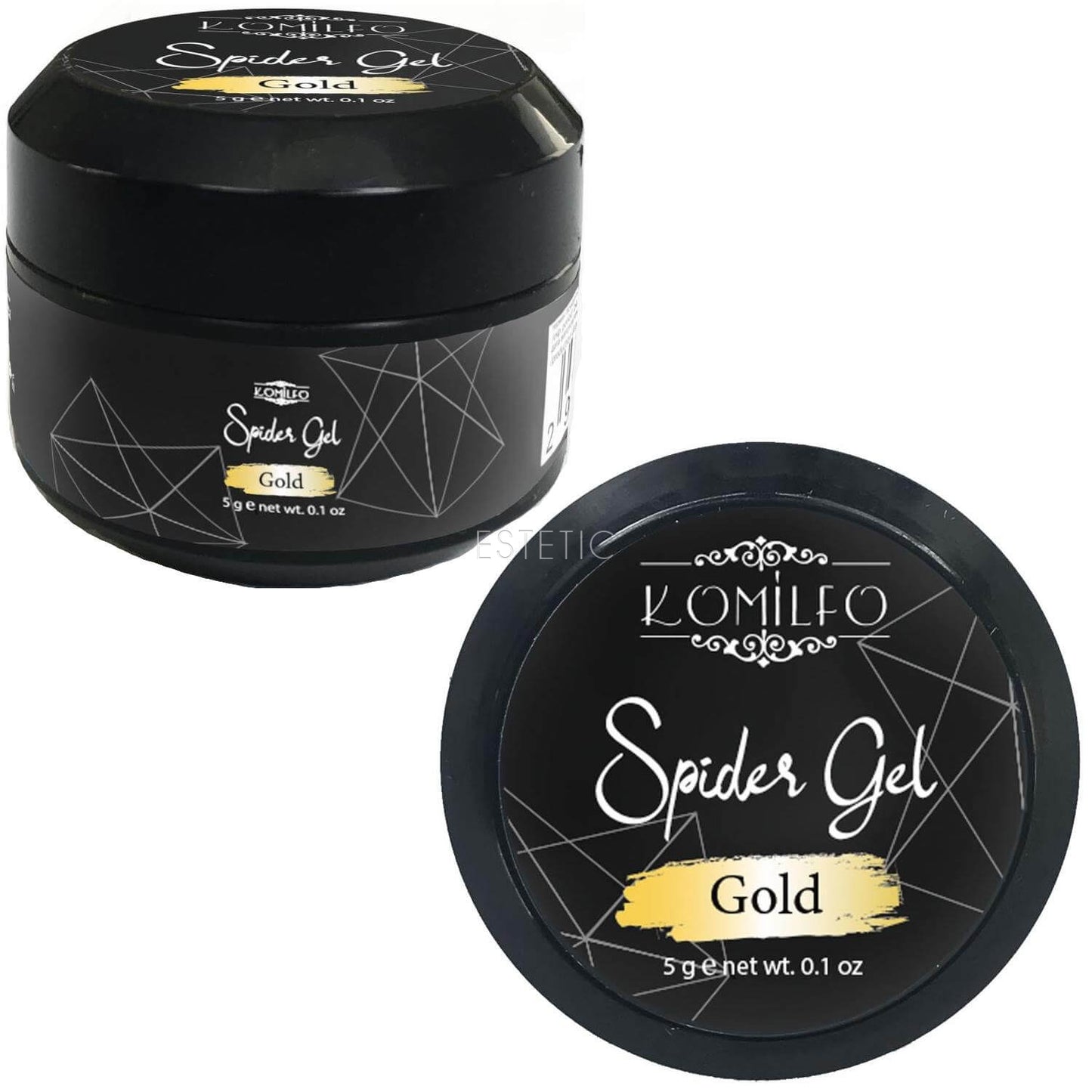 Komilfo Spider Gel Gold (5ml) - Highly Elastic Nail Art Gel for Fine Lines