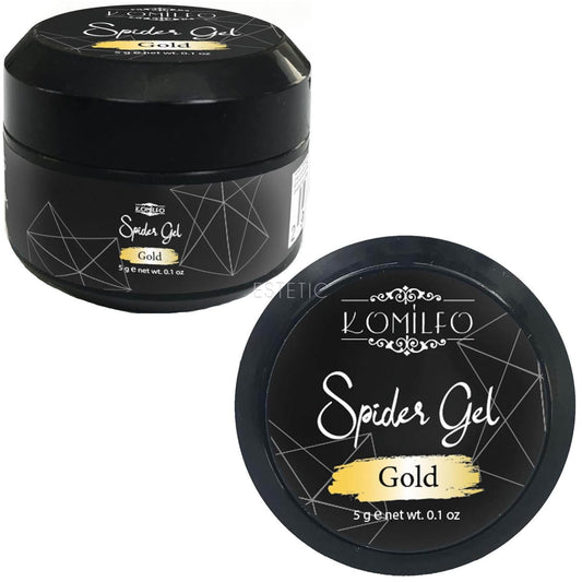 Komilfo Spider Gel Gold (5ml) - Highly Elastic Nail Art Gel for Fine Lines