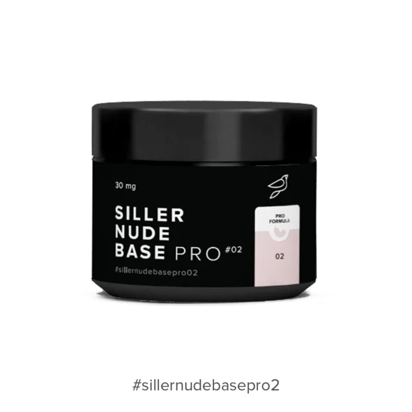 Siller Nude Base Pro #02 Camouflage Nude, 30 mg jar. A professional Pro Formula rubber base for nail alignment and strengthening.
