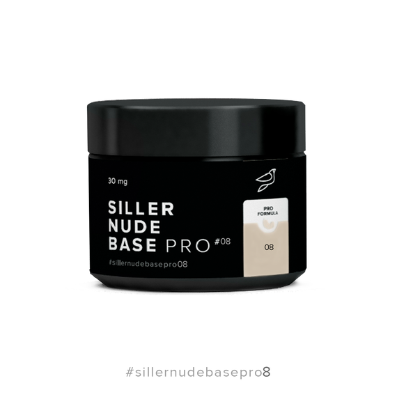 Siller Nude Base Pro #08 (30 mg) - Professional Camouflage Rubber Base with Pro Formula for Nail Strengthening & Alignment