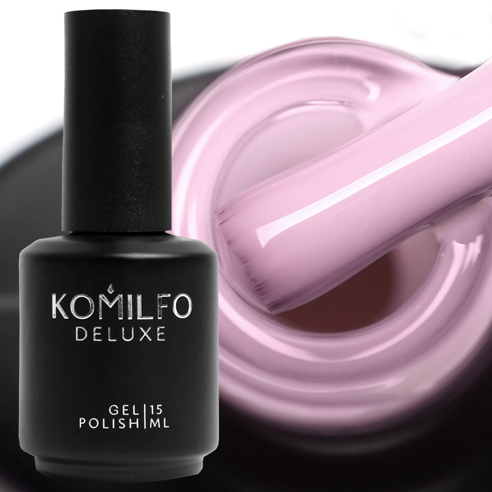 Komilfo Color Base French 015, 15 ml bottle. A pale baby pink camouflage rubber base for professional French manicures and nail strengthening.