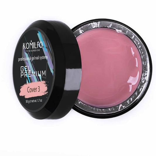 Komilfo Gel Premium Cover 3 (30g & 50g Jars) - Deep Dusty Rose Mauve Opaque Builder Gel for Extensions & Sculpting