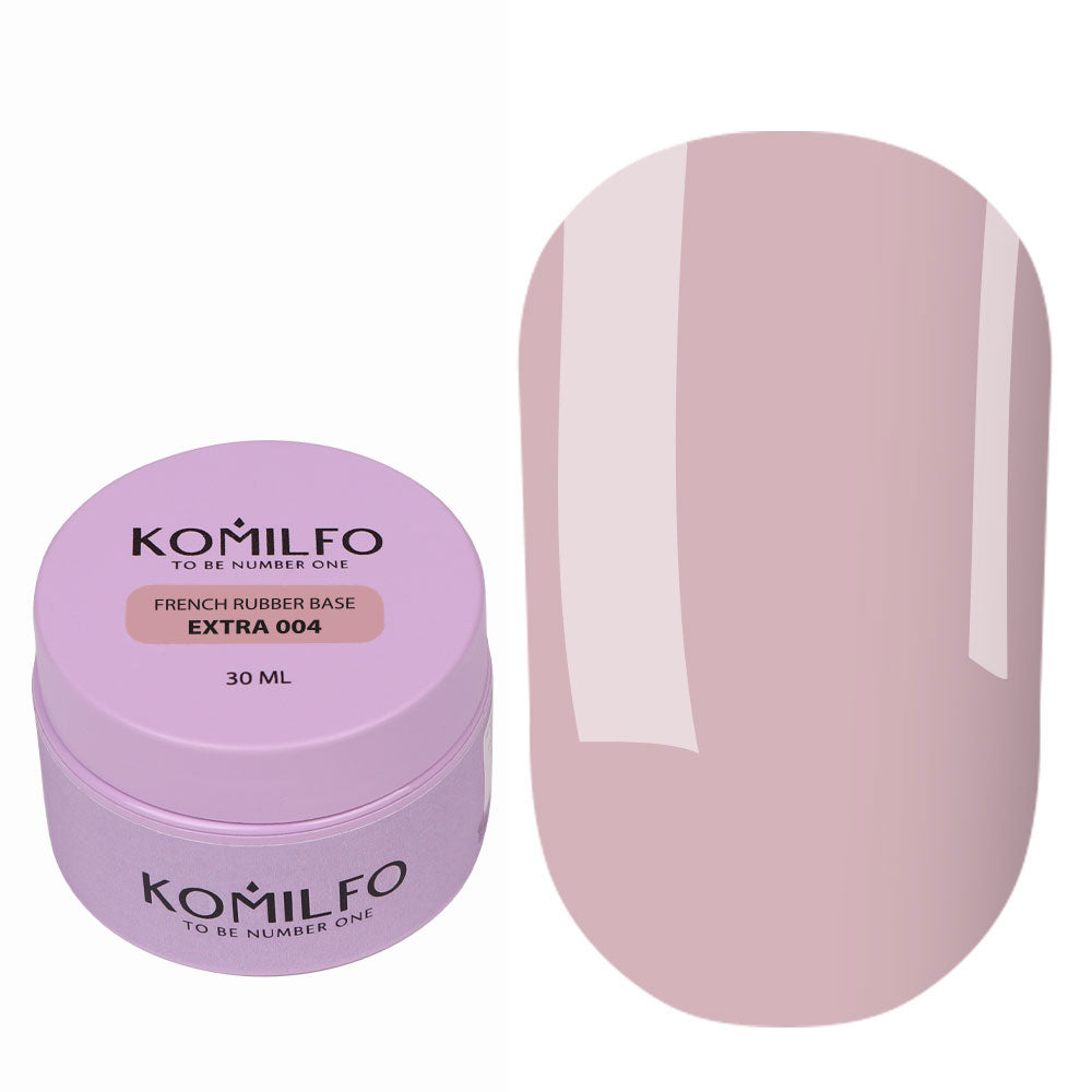 Komilfo French Rubber Base Extra 004 30ml professional jar of light neutral nude pink camouflage base, without brush
