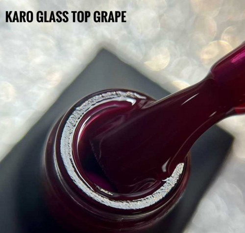 KARO Glass Top Grape (10ml) - Translucent Burgundy High-Gloss Top Coat