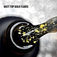 KARO Matt Top Gold Flakes 8ml. Professional matte top coat with decorative gold leaf flakes for velvet nail art effects.