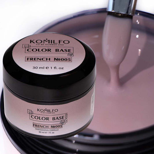 Komilfo Color Base French 005 30ml professional jar of opaque dusty rose mauve pink camouflage rubber base
