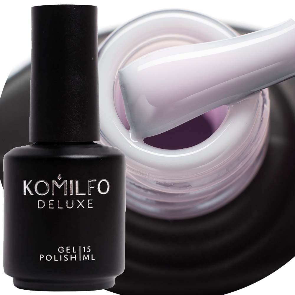 Komilfo Color Base French 007 15ml bottle and opaque milky pink soft white camouflage color swatch