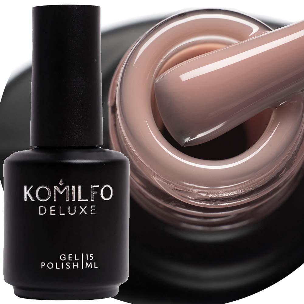 Komilfo Color Base French 008 15ml bottle and opaque deep nude rosy-brown camouflage color swatch
