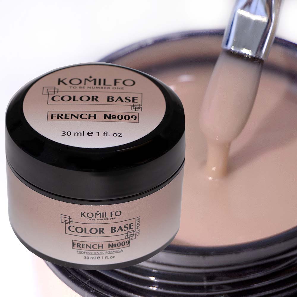 Komilfo Color Base French 009 30ml professional jar of deep neutral nude camouflage rubber base