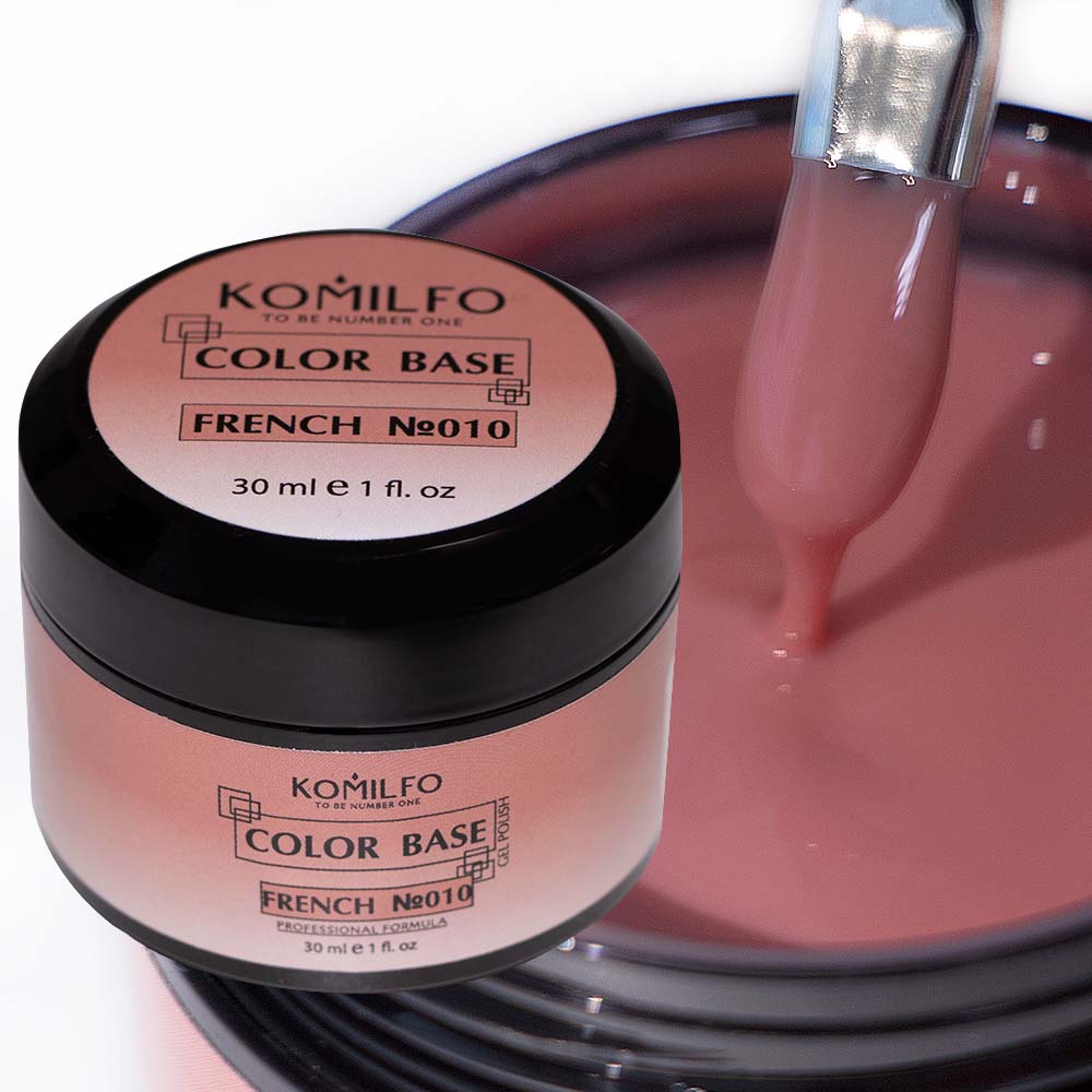 Komilfo Color Base French 010 (30ml Jar) - Pale Peach Nude Camouflage Rubber Base (Professional)