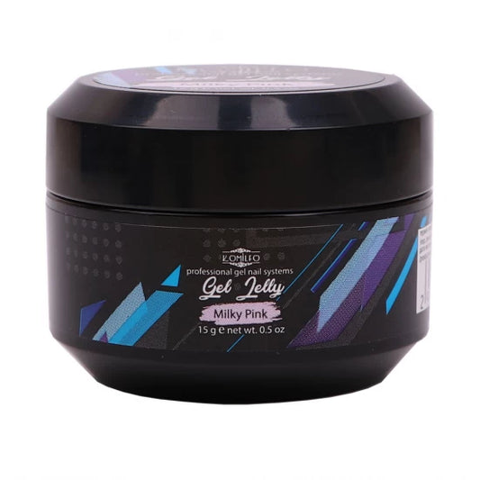 Komilfo Gel Jelly Milky Pink (50g Jar) - Thick Viscosity Opaque Pink Builder Gel for Sculpting & Natural Extensions (Bulk Salon Size)