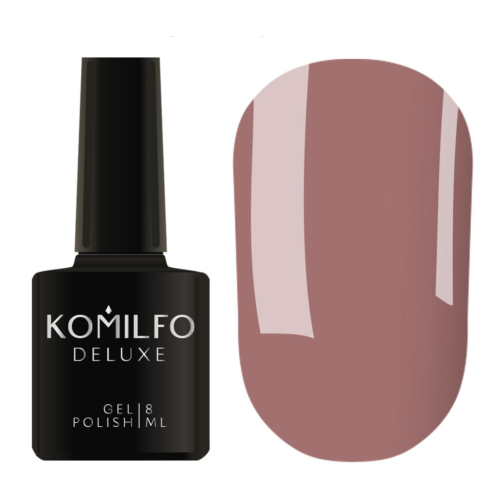 Komilfo Deluxe Gel Polish 8ml D061 Dark Horny Brown Enamel bottle and swatch