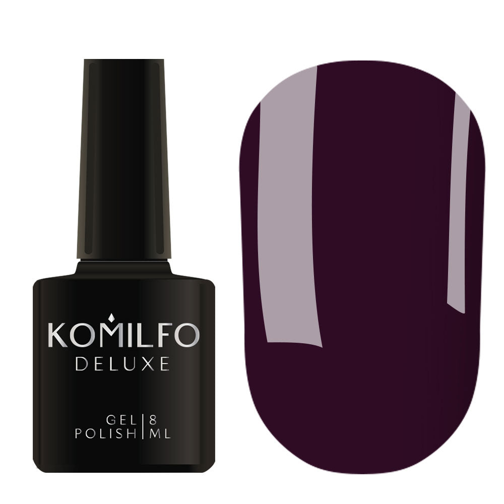 Komilfo Deluxe Gel Polish 15ml D101 Dark Purple Enamel bottle and swatch