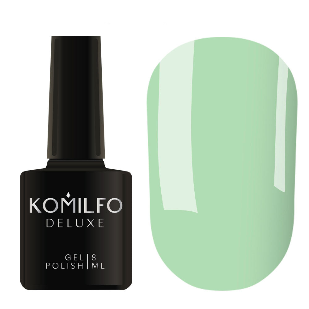Komilfo Deluxe Gel Polish 8ml D161 Turquoise Mint Enamel bottle and swatch