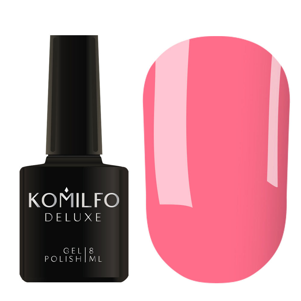 Komilfo Deluxe Gel Polish 8ml D175 Delicate Rich Pink Enamel bottle and swatch
