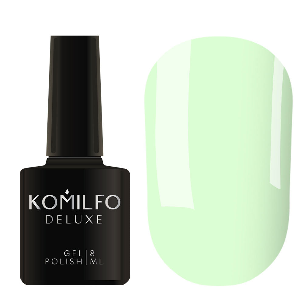 Komilfo Deluxe Gel Polish 8ml D192 Light Pastel Green Enamel bottle and swatch