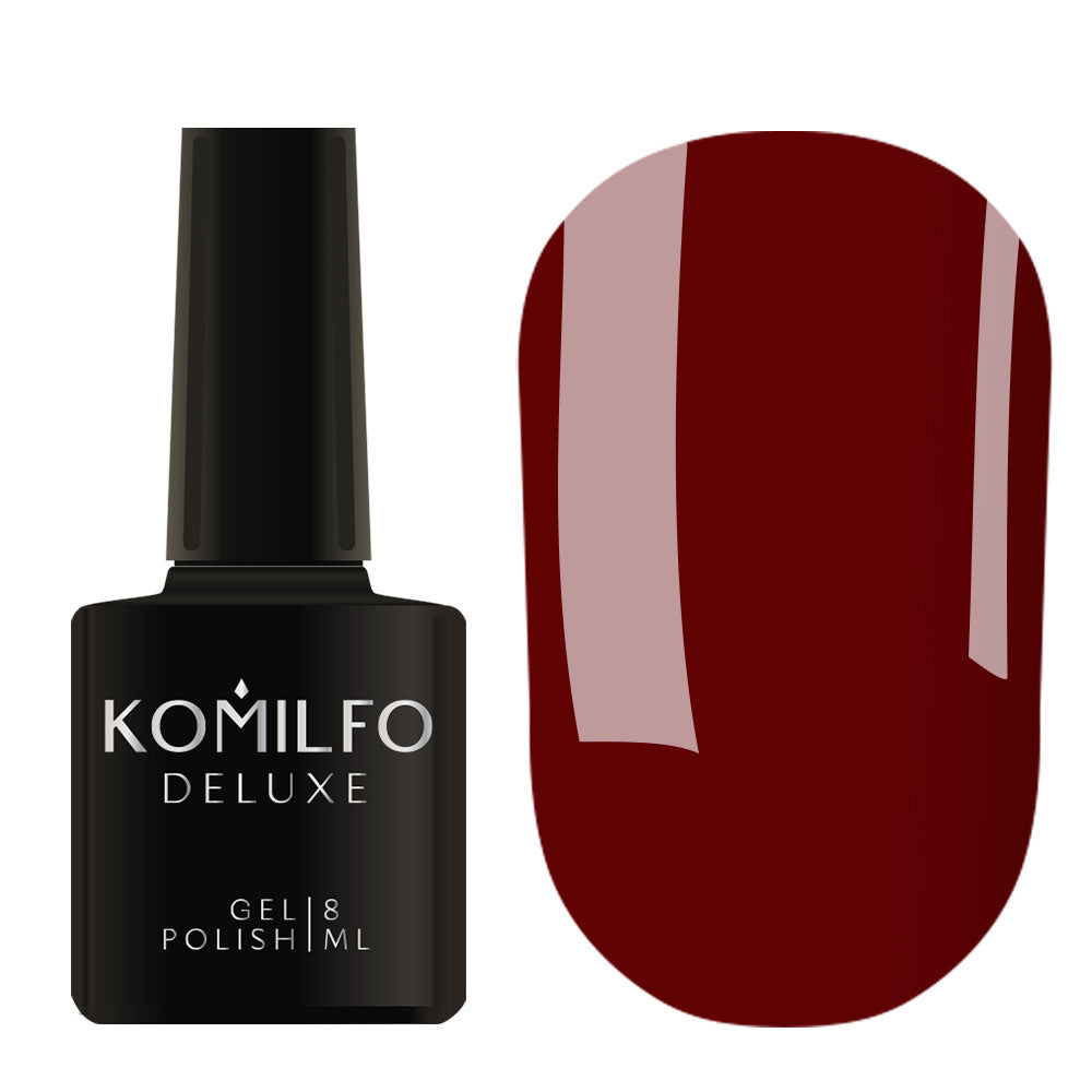 Komilfo Deluxe Gel Polish 8ml D310 Dusk Collection Pear in Wine Enamel bottle and swatch