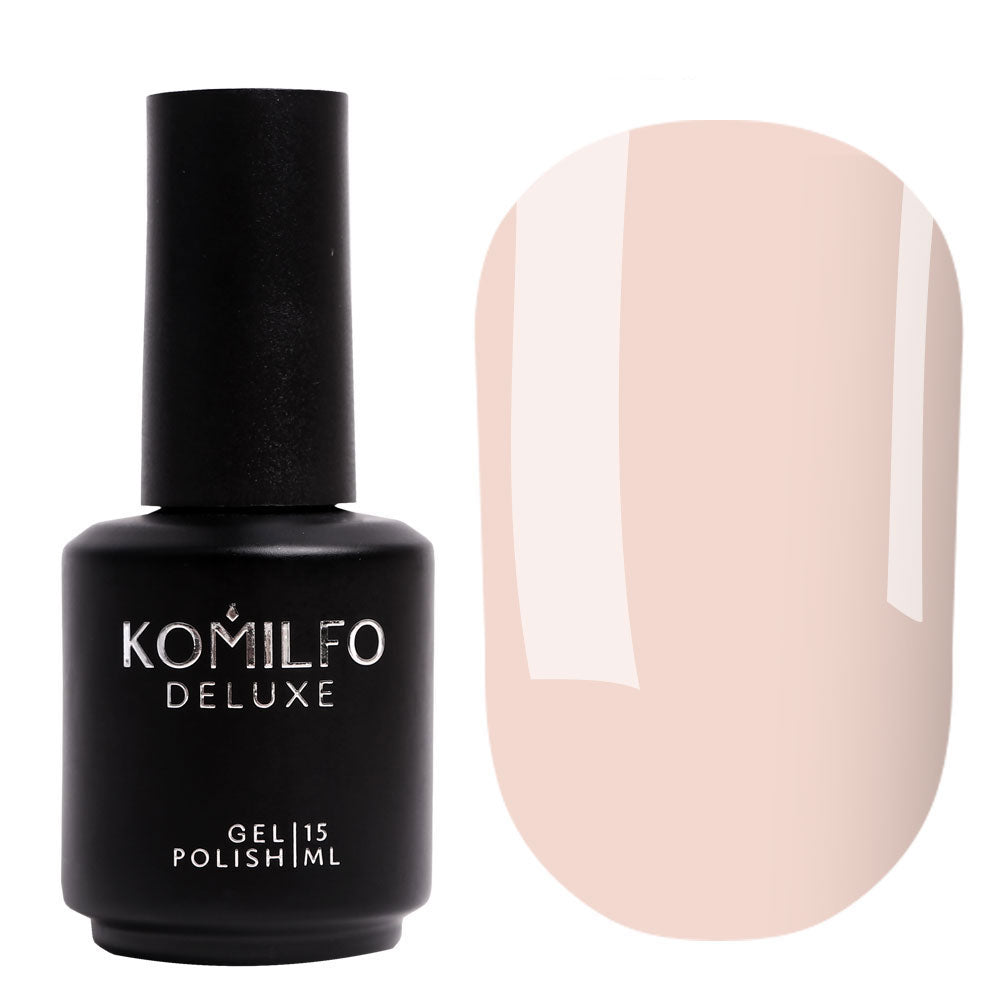 Komilfo Gel Polish French Collection F004 Pale Pink Nude Enamel 15ml bottle and opaque pink color swatch