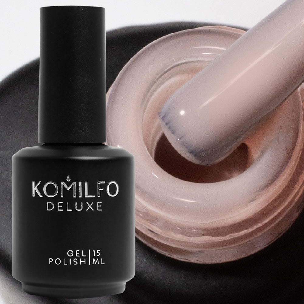Komilfo Color French Base Skin 025, 15 ml bottle. A warm taupe-nude camouflage rubber base for professional French manicures and natural strengthening.