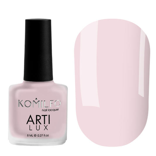 Komilfo ARTI LUX 005 Nail Lacquer 8ml bottle and color swatch (Light pink enamel polish)