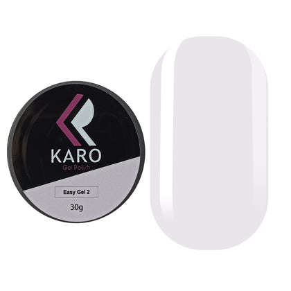 KARO Professional Easy Gel No. 2 in a 30g jar. A milky builder gel with a lilac tint for professional nail extensions and sculpting.