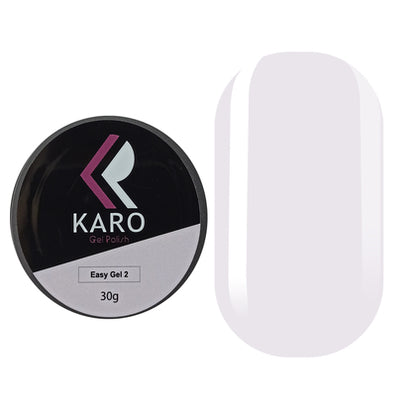 KARO Professional Easy Gel No. 2 in a 30g jar. A milky builder gel with a lilac tint for professional nail extensions and sculpting.
