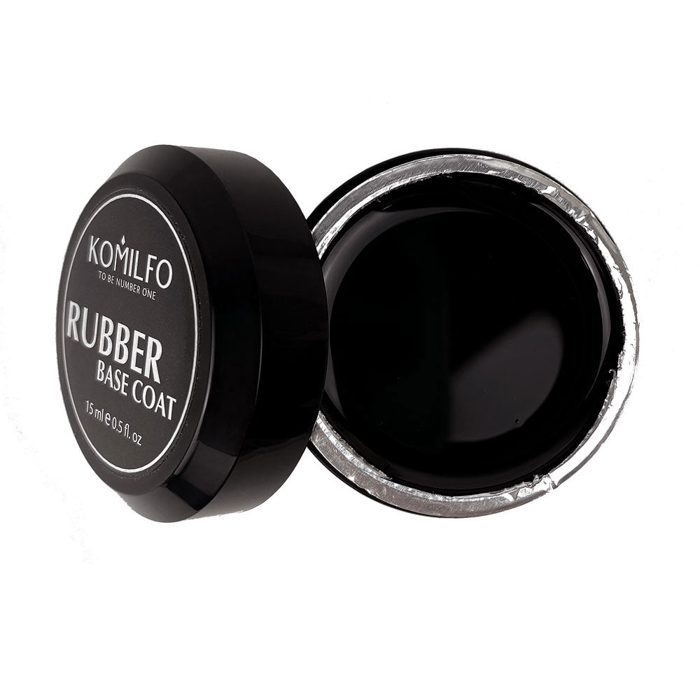 Komilfo Rubber Base Coat 15ml open jar (Thick, clear rubber base for gel polish)
