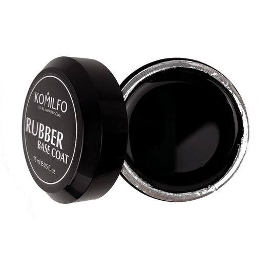 Komilfo Rubber Base Coat 15ml open jar (Thick, clear rubber base for gel polish)
