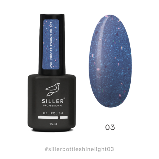 Siller Bottle Shine Light Gel #03 (15 ml) - Blue with Potal Shimmer Professional UV/LED Builder Gel