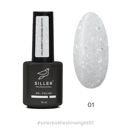 Siller Bottle Shine Light Gel #01 (15 ml) - White with Potal Shimmer Professional UV/LED Builder Gel