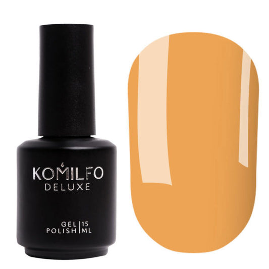 Komilfo Deluxe Gel Polish 15ml D317 Vibrant Orange Enamel bottle and swatch
