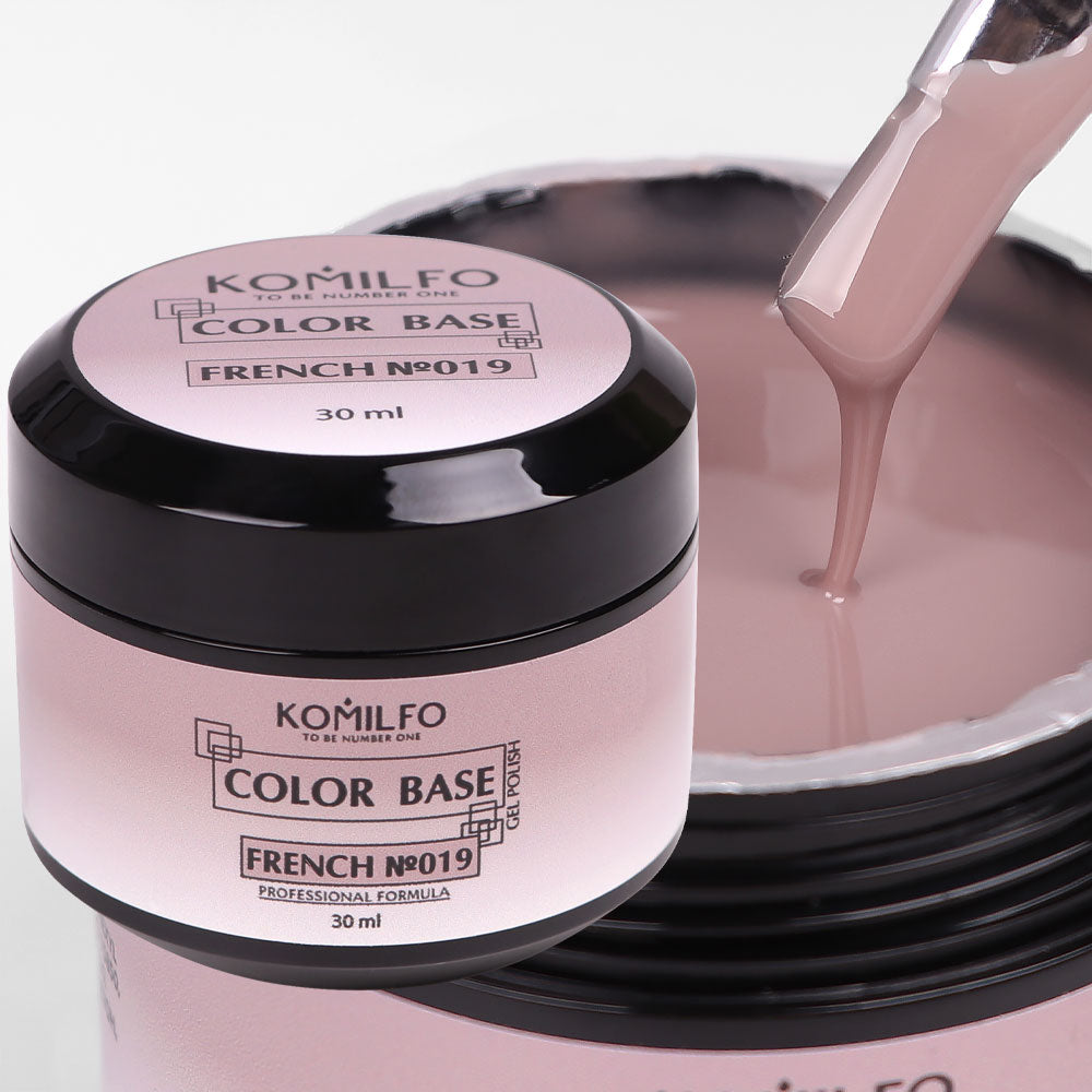 Komilfo Color Base French 019 30ml professional jar of deep dusty rose nude camouflage rubber base, without brush