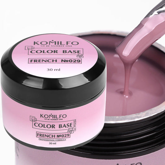 Komilfo Color Base French 029 30ml professional jar of warm terracotta nude camouflage rubber base, without brush
