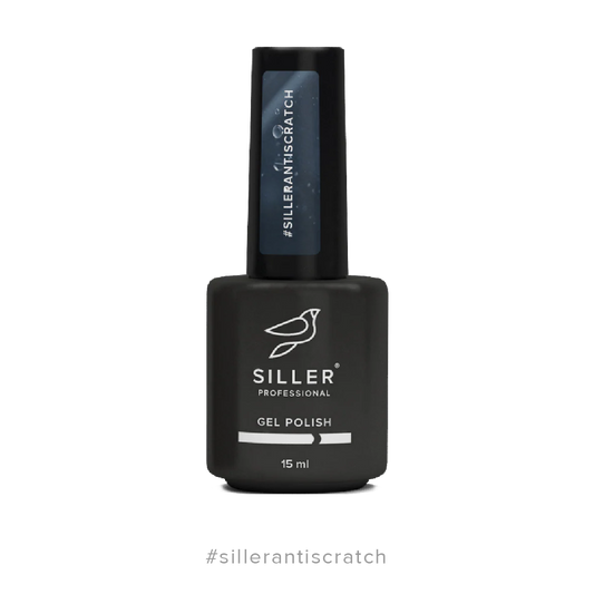 Siller Anti-Scratch Top Coat in a 15ml bottle. A professional high-gloss, wipe-free top coat designed for extreme scratch resistance.