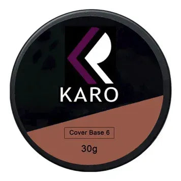 KARO Professional Cover Base No. 6 (30g). A deep cocoa nude camouflaging rubber base coat for natural nail architecture.