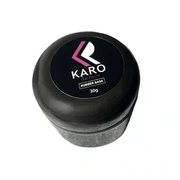 KARO Professional Rubber Base Coat 30g jar. Transparent high-adhesion foundation gel for UV/LED manicures.
