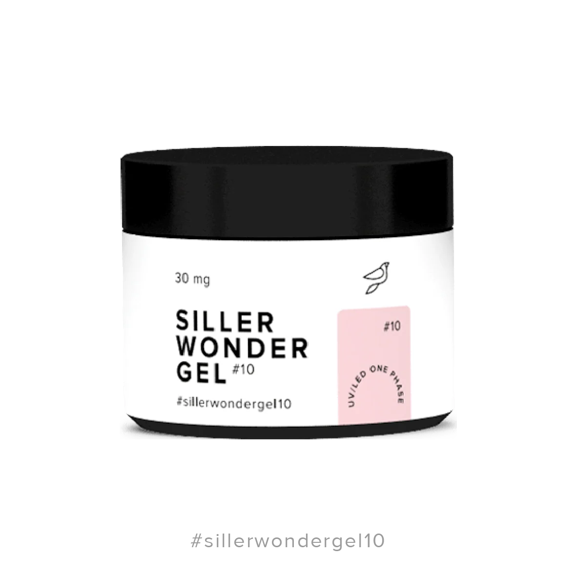 Siller Wonder Gel #10 Pink Cloud, 30 ml jar. A soft pink one-phase UV/LED builder gel for professional extensions and strengthening