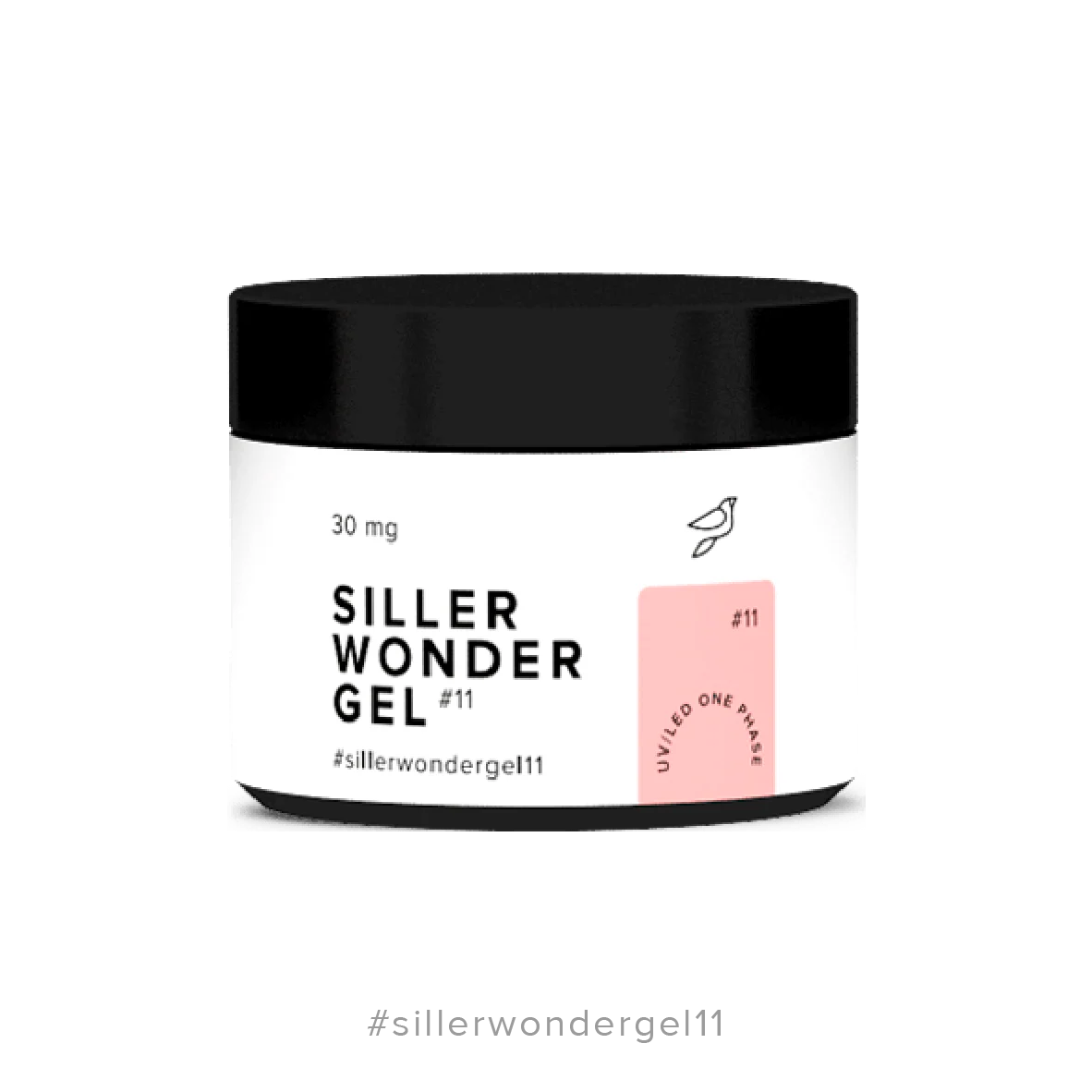 Siller Wonder Gel #11 Light Peach Pink, 30 ml jar. A soft warm pink one-phase UV/LED builder gel for professional nail extensions and strengthening.