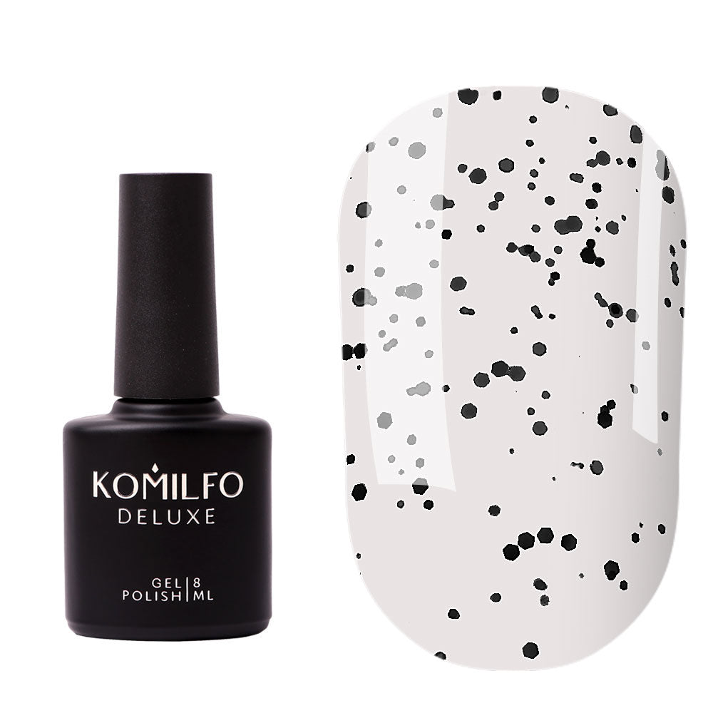 Komilfo No Wipe Dragon Top (8ml) - Glossy Top Coat with Black Crumb Inclusions