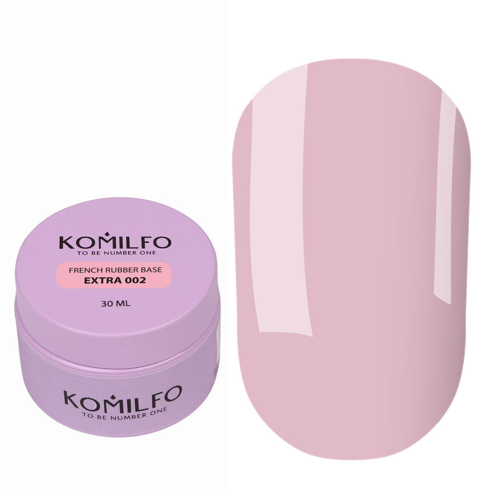 Komilfo French Rubber Base Extra 002 30ml professional jar of light cool pink camouflage base, without brush