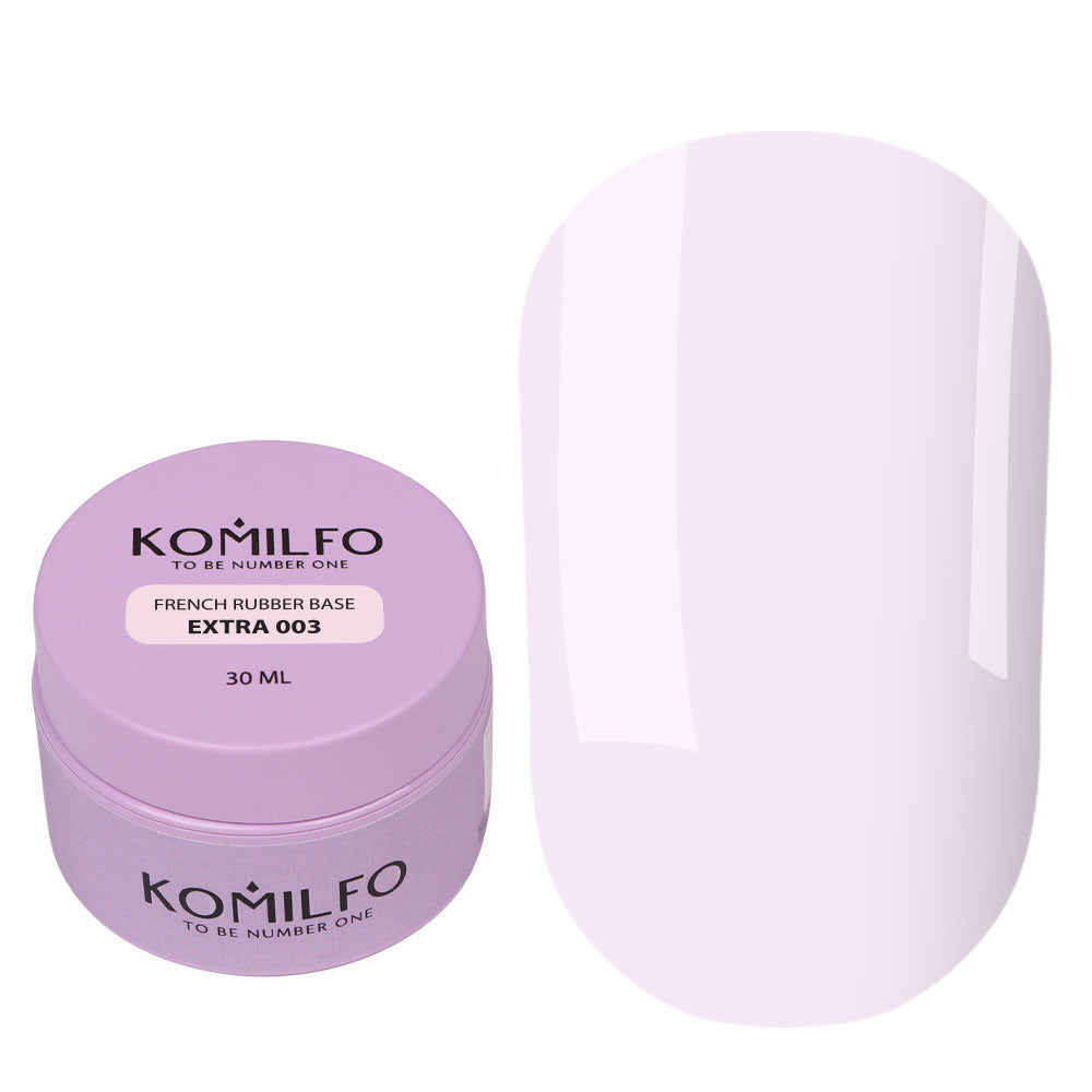 Komilfo French Rubber Base Extra 003 30ml professional jar of pale milky lilac pink camouflage base, without brush