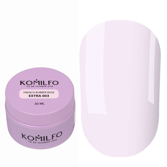 Komilfo French Rubber Base Extra 003 30ml professional jar of pale milky lilac pink camouflage base, without brush