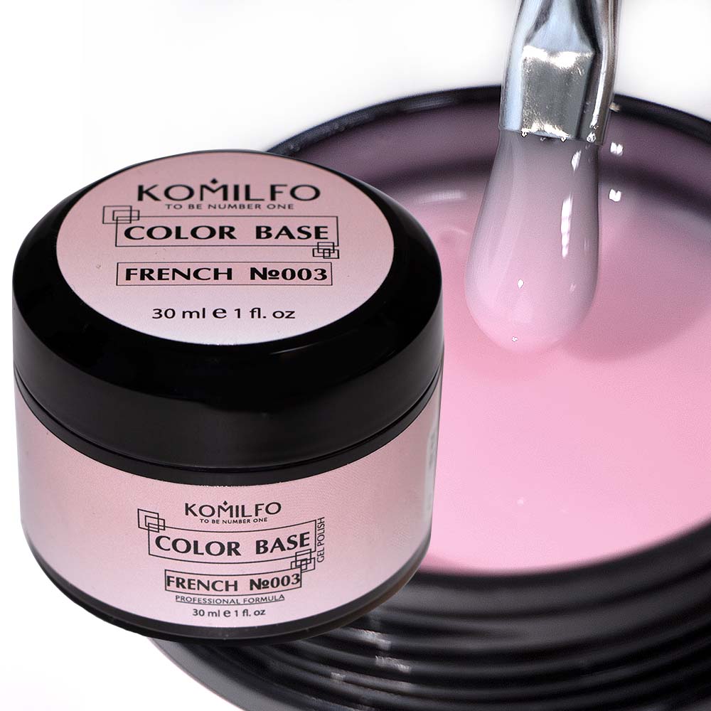 Komilfo Color Base French 003 30ml professional jar of bright bubblegum pink camouflage rubber base