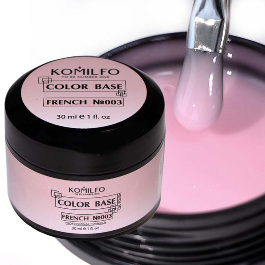 Komilfo Color Base French 003 30ml professional jar of bright bubblegum pink camouflage rubber base
