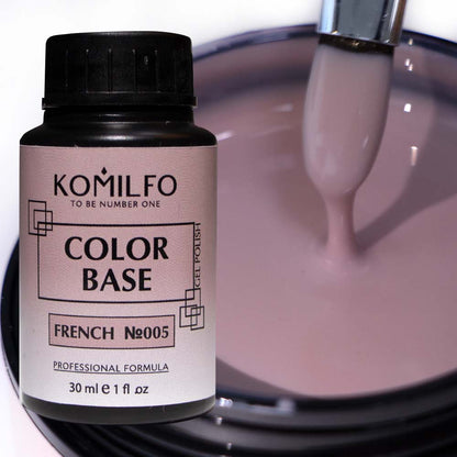 Komilfo Color Base French 005 30ml professional jar of opaque dusty rose mauve pink camouflage rubber base
