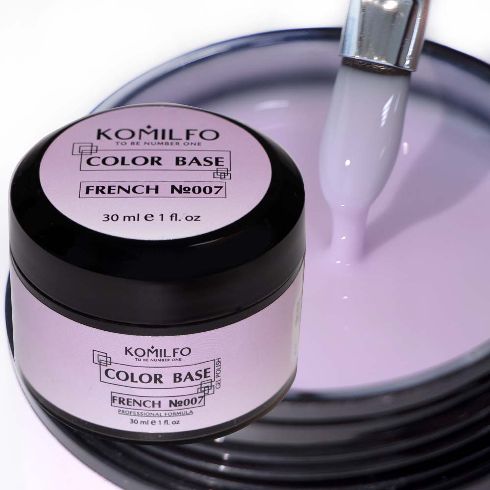Komilfo Color Base French 007 30ml professional jar of milky light pink camouflage rubber base