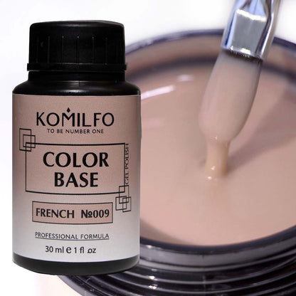 Komilfo Color Base French 009 30ml professional jar of deep neutral nude camouflage rubber base
